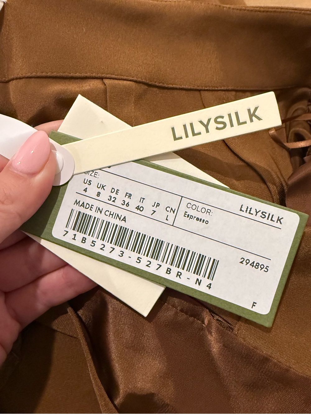 NWT Lilysilk Minimalist Silk Crêpe Pant Espresso - Picture 6 of 12